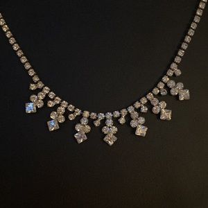 Vintage Garne Rhinestone Choker 15” Necklace